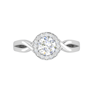 1.50-Carat Lab Grown Solitaire Halo Diamond Shank Platinum Ring JL PT LG G JRW2596MM-C