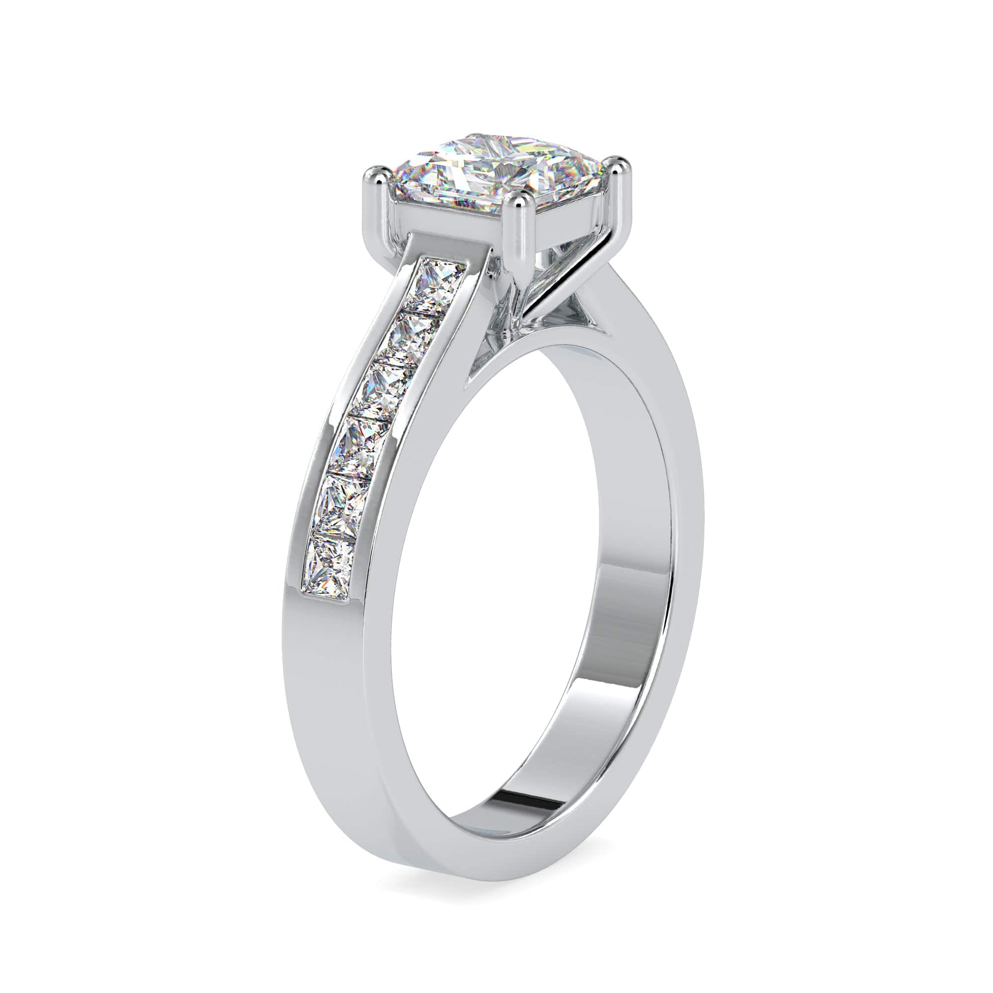 1-Carat Princess Cut Solitaire Platinum Diamond Shank Ring JL PT 0057-C   Jewelove.US