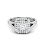 Load image into Gallery viewer, 1-Carat Lab Grown Princess Cut Solitaire Double Square Halo Split Shank Platinum Engagement Ring JL PT RV PR LG-153
