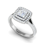 Load image into Gallery viewer, 1-Carat Lab Grown Princess Cut Solitaire Double Square Halo Split Shank Platinum Engagement Ring JL PT RV PR LG-153
