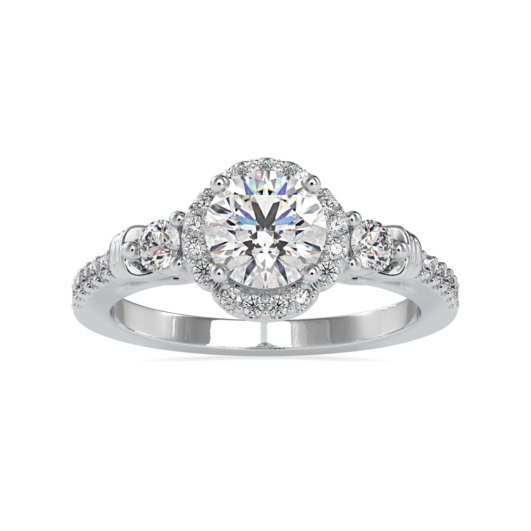 1-Carat Solitaire Accent Diamond Shank Platinum Ring JL PT 0048-C