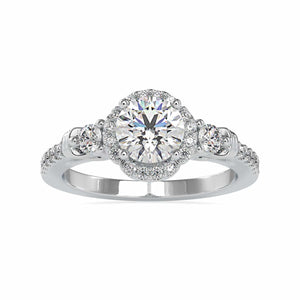 1-Carat Solitaire Accent Diamond Shank Platinum Ring JL PT 0048-C