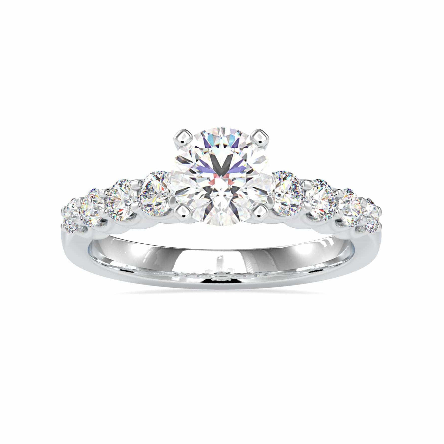 1.50-Carat Lab Grown Solitaire Diamond Shank Platinum Engagement Ring JL PT LG 0119-A