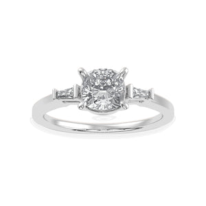 70-Pointer Solitaire with Baguette Diamond Accents Platinum Ring JL PT 1209-B