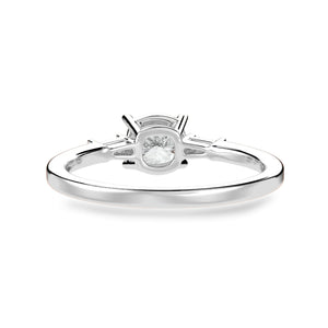 70-Pointer Solitaire with Baguette Diamond Accents Platinum Ring JL PT 1209-B