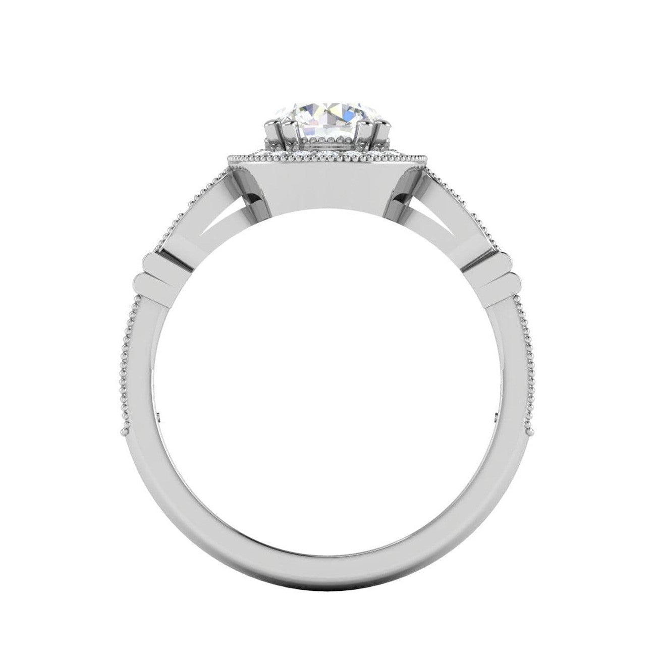 1.5-Carat Lab Grown Solitaire Diamond Halo Shank Platinum Engagement Ring JL PT RH RD LG-155-A