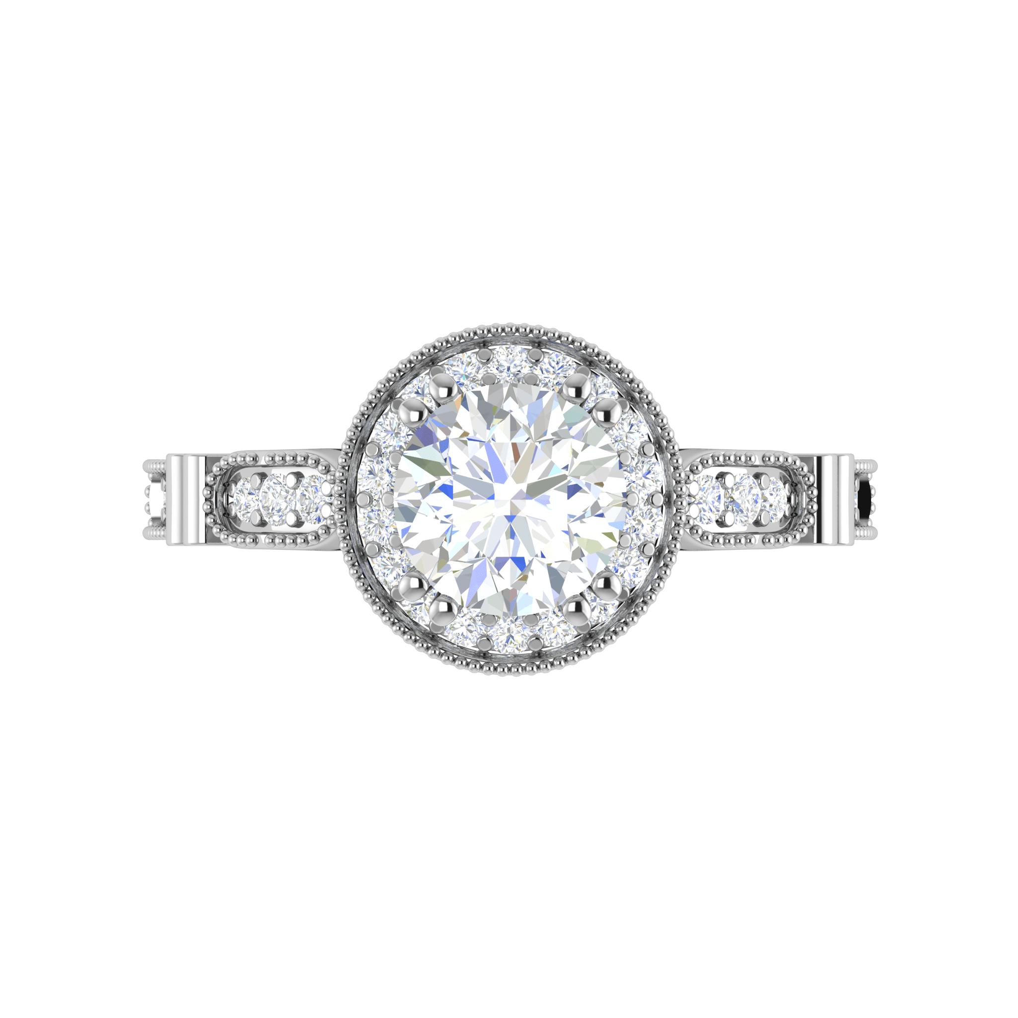 1.5-Carat Lab Grown Solitaire Diamond Halo Shank Platinum Engagement Ring JL PT RH RD LG-155-A