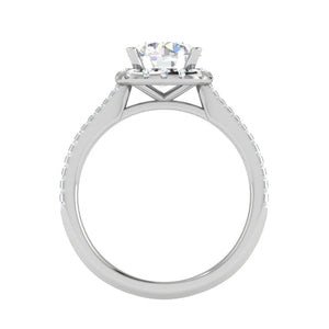 1.50-Carat Lab Grown Solitaire Halo Diamond Shank Platinum Ring JL PT LG G REHS1480-C