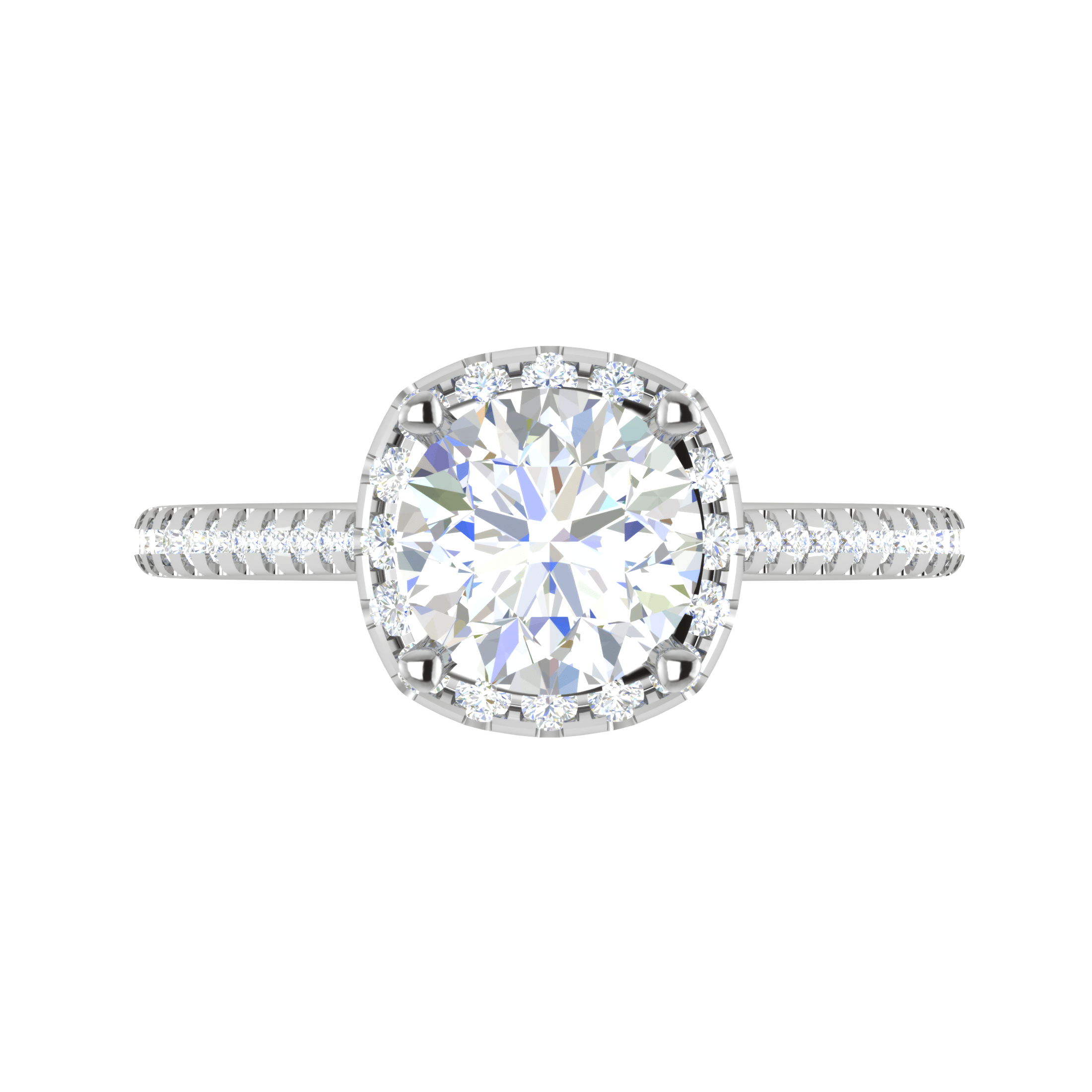70-Pointer Lab Grown Solitaire Halo Diamond Shank Platinum Ring JL PT LG G REHS1480-A