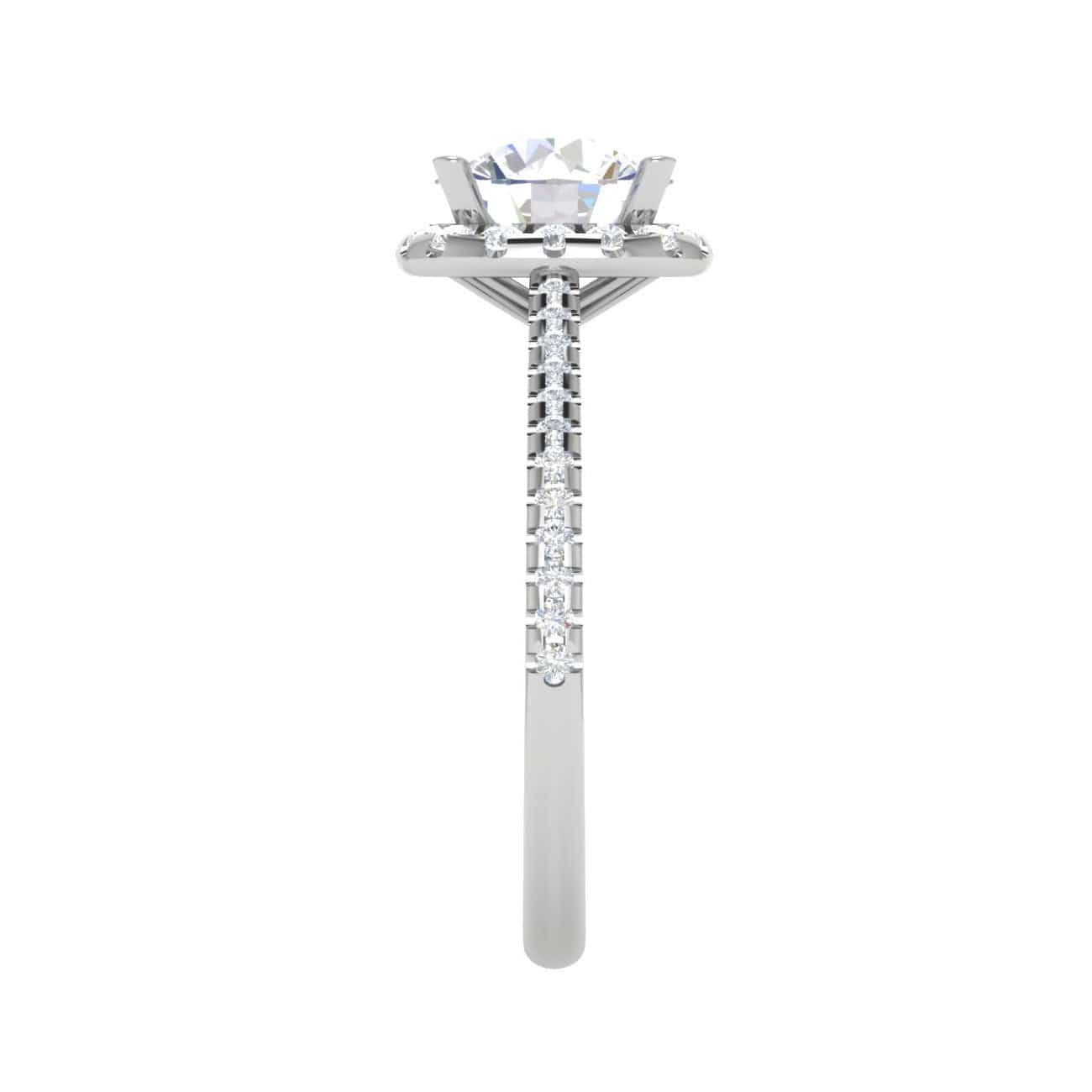 1.50-Carat Lab Grown Solitaire Halo Diamond Shank Platinum Ring JL PT LG G REHS1480-C