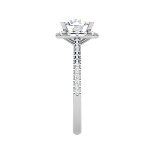 1.50-Carat Lab Grown Solitaire Halo Diamond Shank Platinum Ring JL PT LG G REHS1480-C