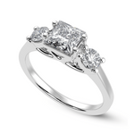 Load image into Gallery viewer, 50-Pointer Princess Cut Solitaire Diamond Accents Platinum Ring JL PT 1230-A
