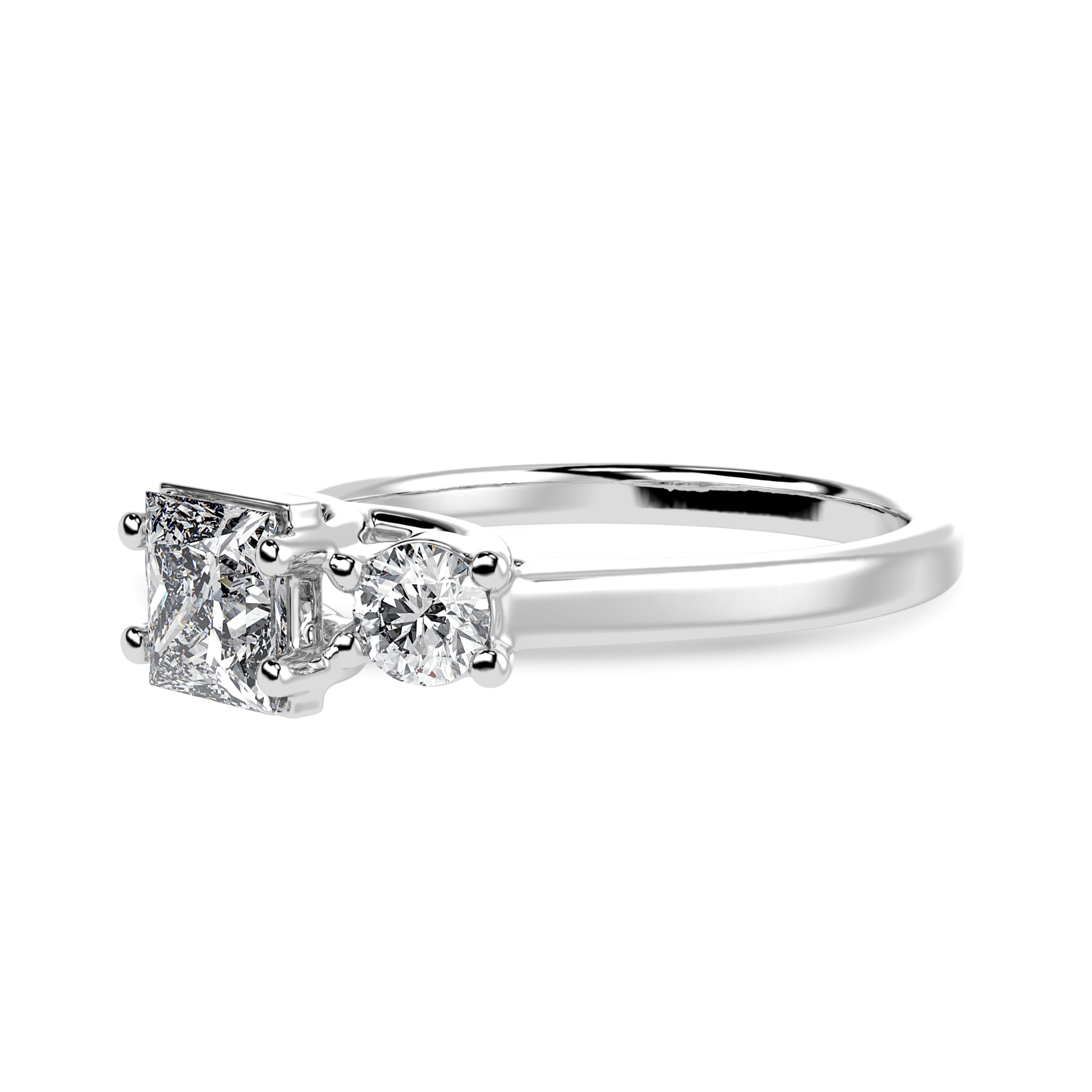 50-Pointer Princess Cut Solitaire Diamond Accents Platinum Ring JL PT 1230-A