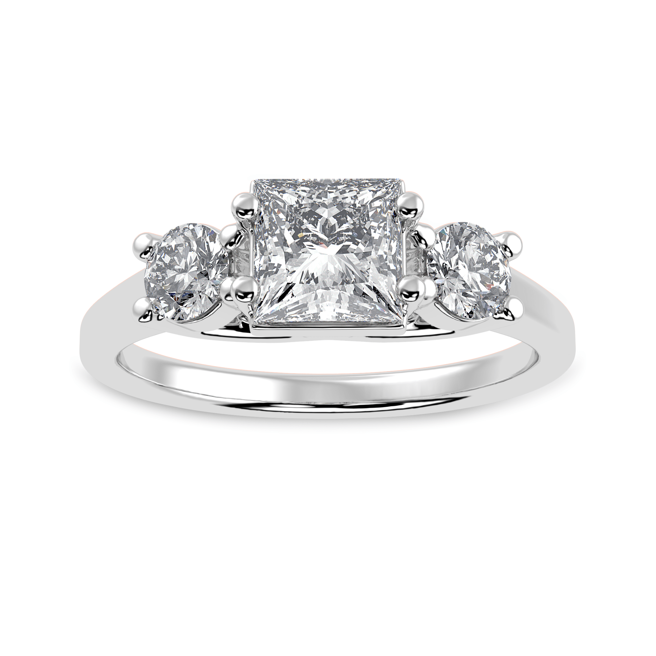 70-Pointer Princess Cut Solitaire Diamond Accents Platinum Ring JL PT 1230-B