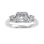 Load image into Gallery viewer, 70-Pointer Princess Cut Solitaire Diamond Accents Platinum Ring JL PT 1230-B
