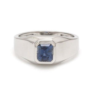 1 Carat Approx  Blue Sapphire Platinum Ring JL PT 1218