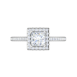 Load image into Gallery viewer, 1-Carat Lab Grown Princess Cut Solitaire Diamond Square Halo Shank Platinum Engagement Ring JL PT RH PR LG-117
