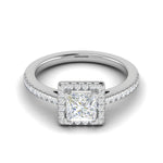 Load image into Gallery viewer, 1-Carat Lab Grown Princess Cut Solitaire Diamond Square Halo Shank Platinum Engagement Ring JL PT RH PR LG-117
