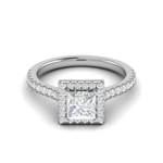 Load image into Gallery viewer, 1-Carat Lab Grown Princess Cut Solitaire Diamond Square Halo Shank Platinum Engagement Ring JL PT RH PR LG-130
