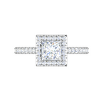 Load image into Gallery viewer, 1-Carat Lab Grown Princess Cut Solitaire Diamond Square Halo Shank Platinum Engagement Ring JL PT RH PR LG-130

