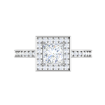Load image into Gallery viewer, 1-Carat Lab Grown Princess Cut Solitaire Diamond Square Halo Shank Platinum Engagement Ring JL PT RH PR LG-167
