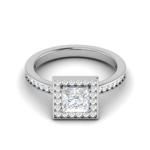 Load image into Gallery viewer, 1-Carat Lab Grown Princess Cut Solitaire Diamond Square Halo Shank Platinum Engagement Ring JL PT RH PR LG-167
