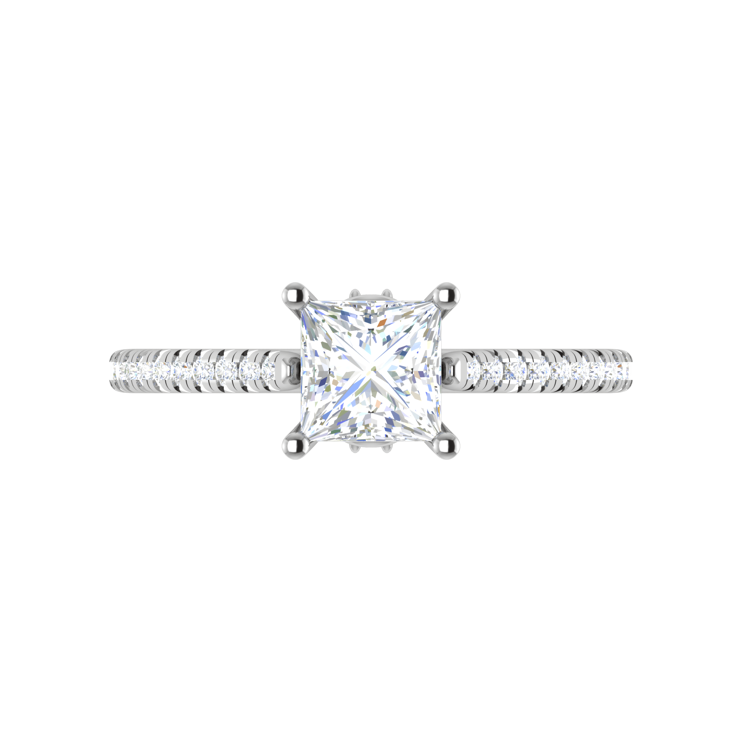 1-Carat Lab Grown Princess Cut Solitaire Diamond Shank Platinum Engagement Ring JL PT RC PR LG-166