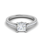 Load image into Gallery viewer, 1-Carat Lab Grown Princess Cut Solitaire Diamond Shank Platinum Engagement Ring JL PT RC PR LG-166
