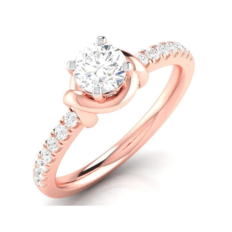 1-Carat Lab Grown Solitaire Diamond Accents 18K Rose Gold Ring JL AU LG G-113R-C   Jewelove.US