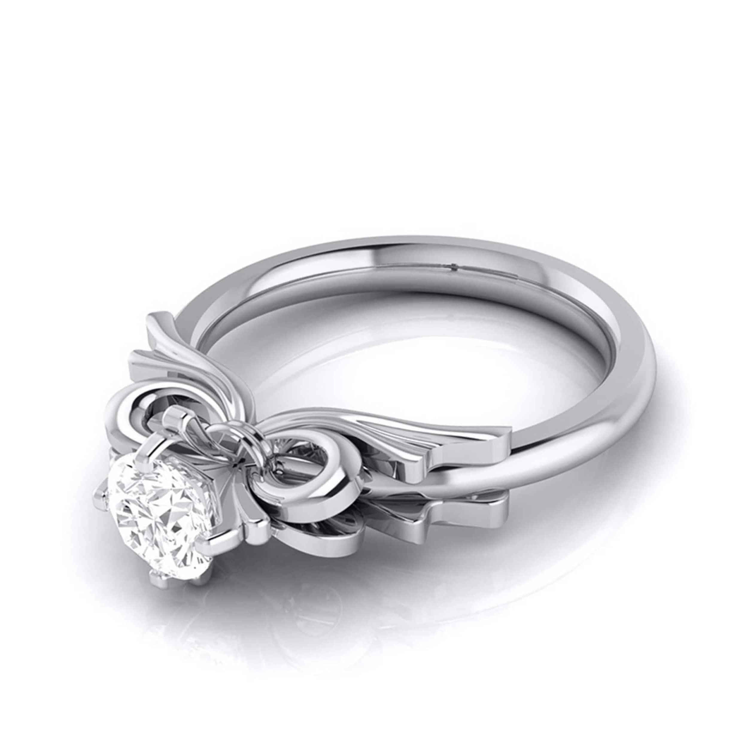 50-Pointer Solitaire Designer Bow Platinum Ring JL PT G 108-A