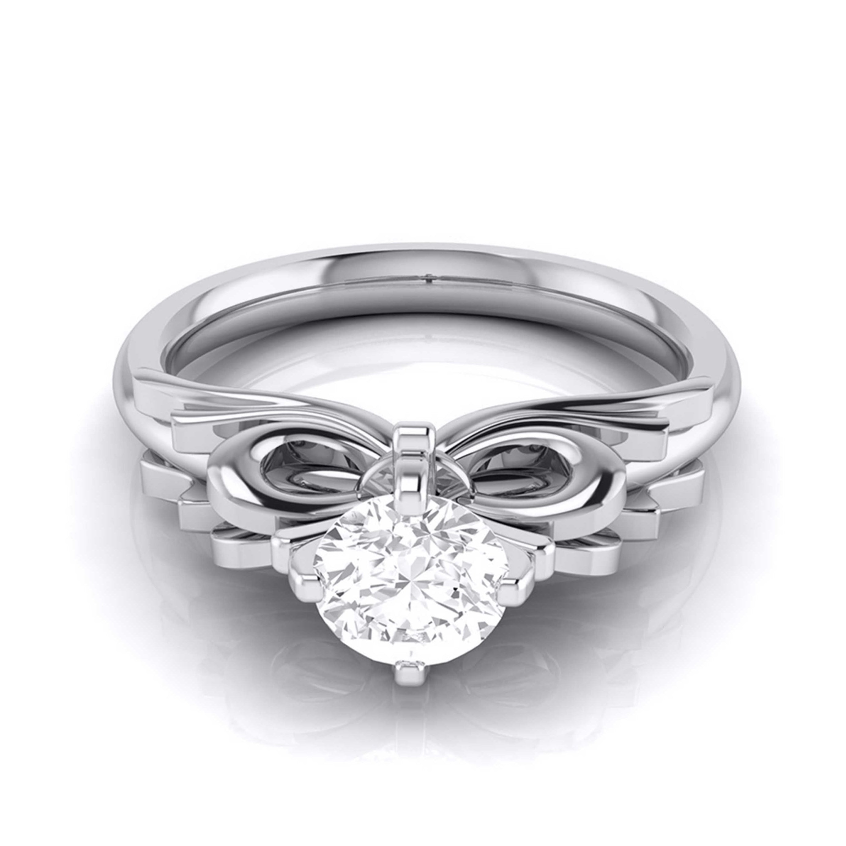 50-Pointer Solitaire Designer Bow Platinum Ring JL PT G 108-A