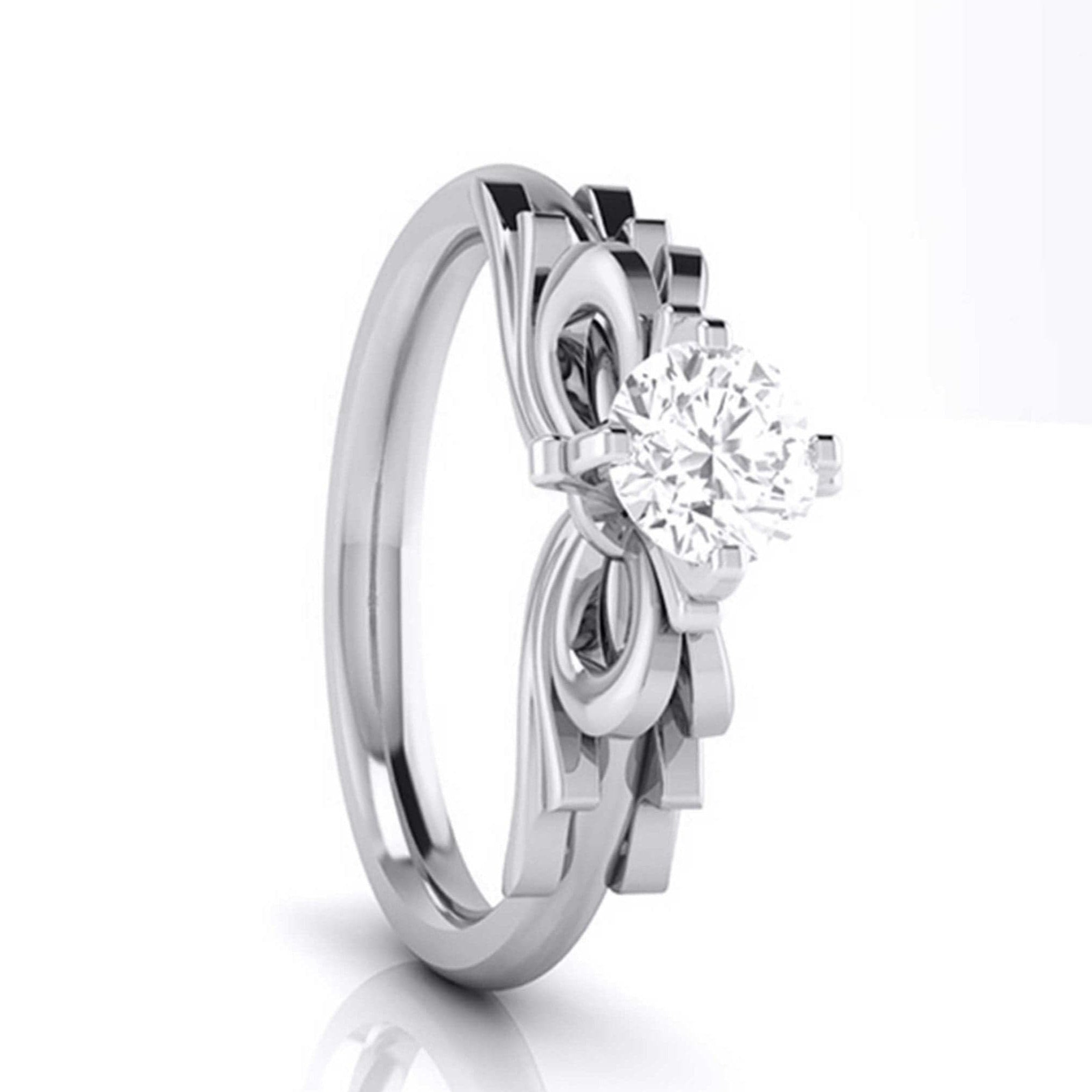 50-Pointer Solitaire Designer Bow Platinum Ring JL PT G 108-A