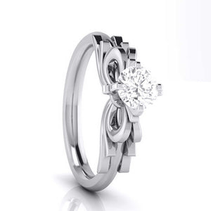50-Pointer Solitaire Designer Bow Platinum Ring JL PT G 108-A