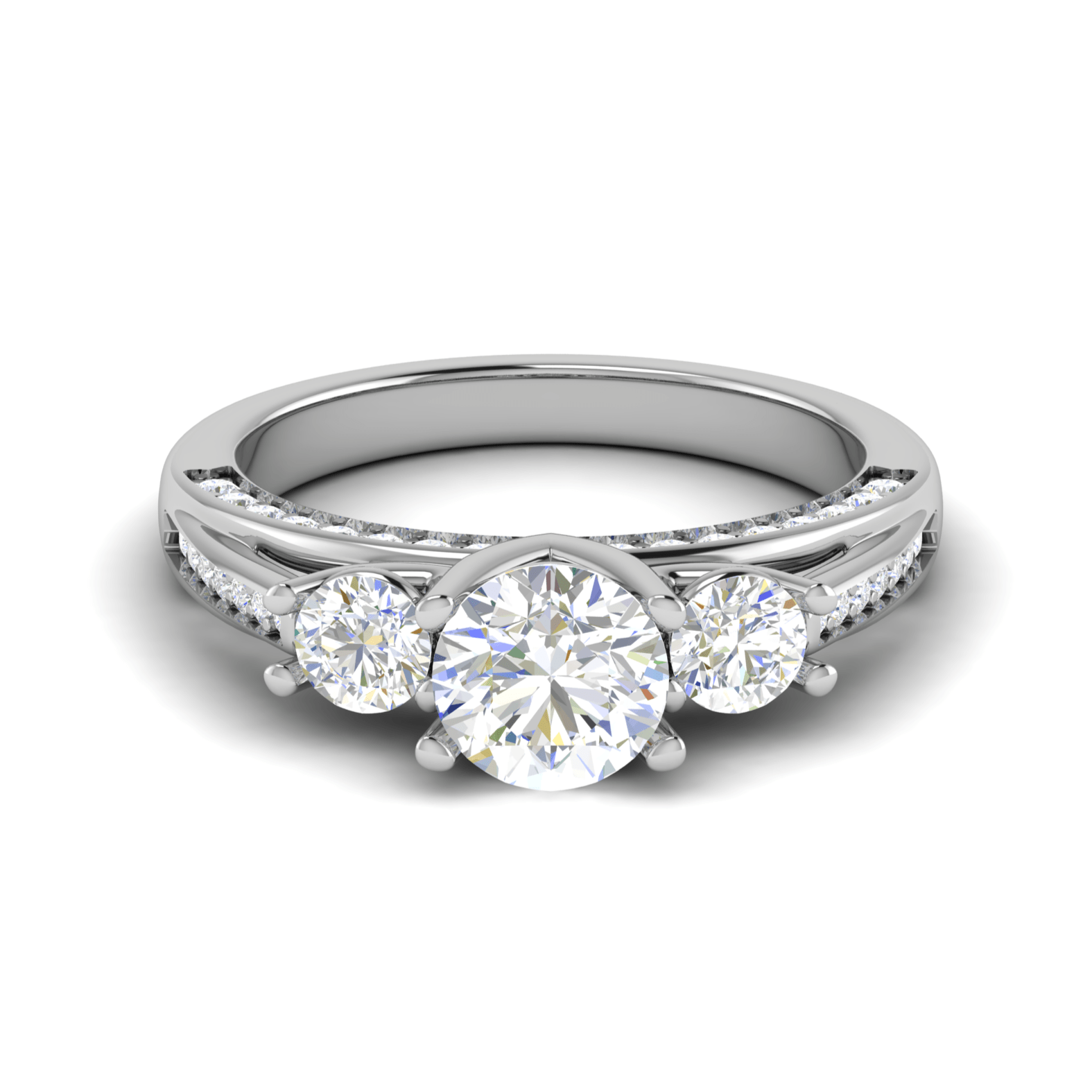 1-Carat Lab Grown Solitaire Diamond Accents Platinum Engagement Ring JL PT R3 RD LG-139