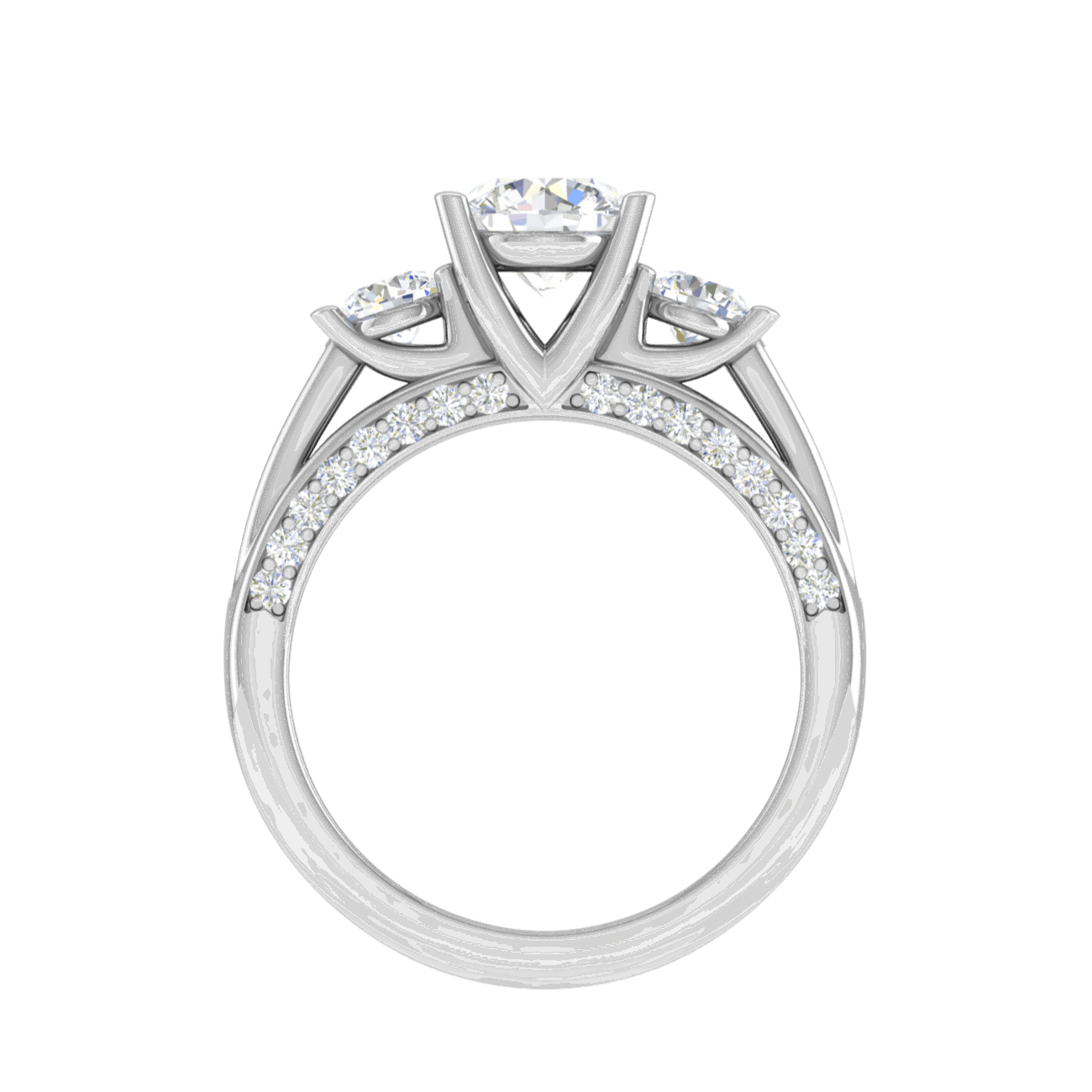 1-Carat Lab Grown Solitaire Diamond Accents Platinum Engagement Ring JL PT R3 RD LG-139