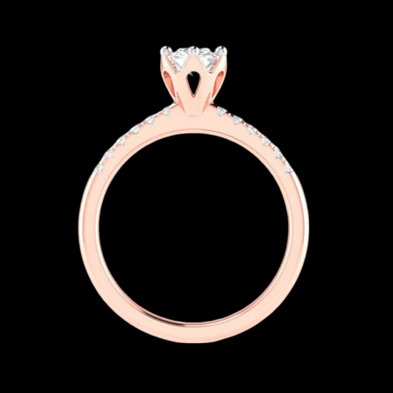 50-Pointer Solitaire Diamond Shank Rose Gold Ring JL AU G 105R-A