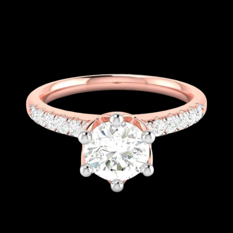 1-Carat Solitaire Diamond Shank Rose Gold Ring JL AU G 105R-C