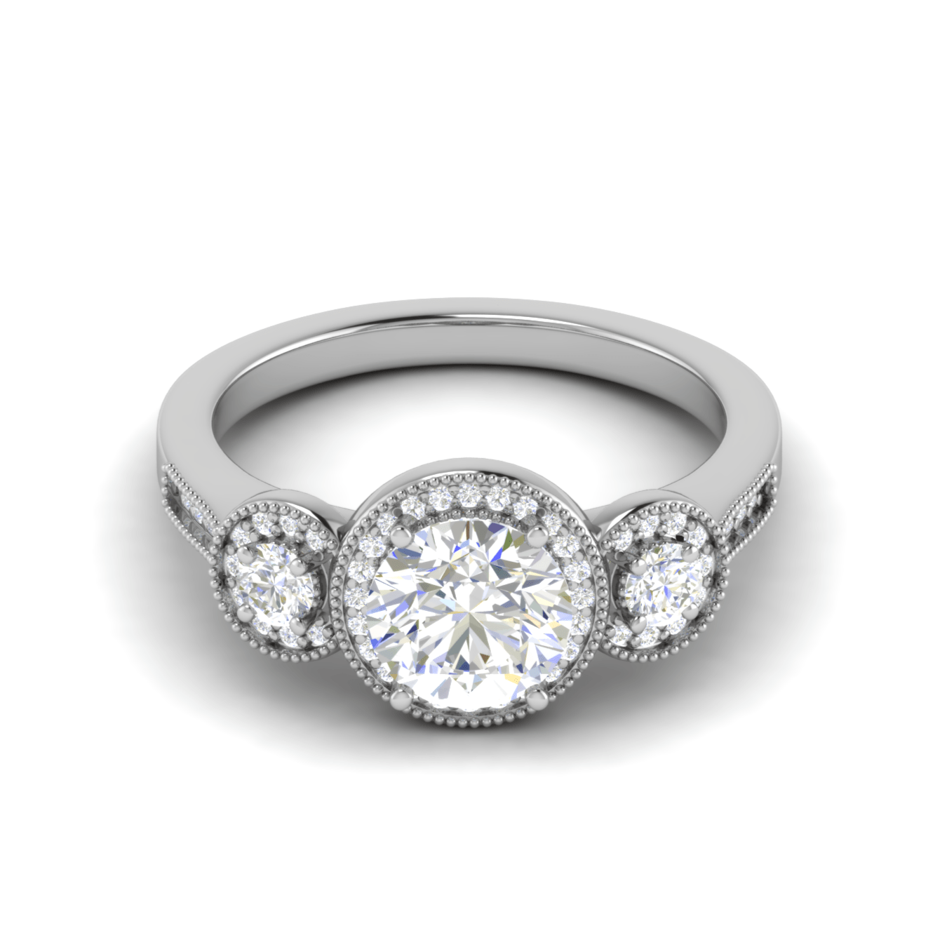 2-Carat Lab Grown Solitaire Diamond Halo Accents Platinum Engagement Ring JL PT R3 RD LG-108-B