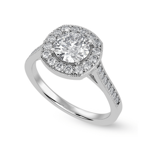 1-Carat Solitaire Halo Diamond Shank Platinum Ring JL PT 1332-C