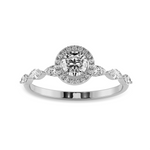 Load image into Gallery viewer, 70-Pointer Solitaire Halo Diamond with Marquise Cut Diamond Accents Platinum Ring JL PT 1278-B
