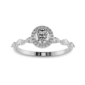 70-Pointer Solitaire Halo Diamond with Marquise Cut Diamond Accents Platinum Ring JL PT 1278-B