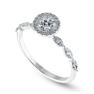 70-Pointer Solitaire Halo Diamond with Marquise Cut Diamond Accents Platinum Ring JL PT 1278-B