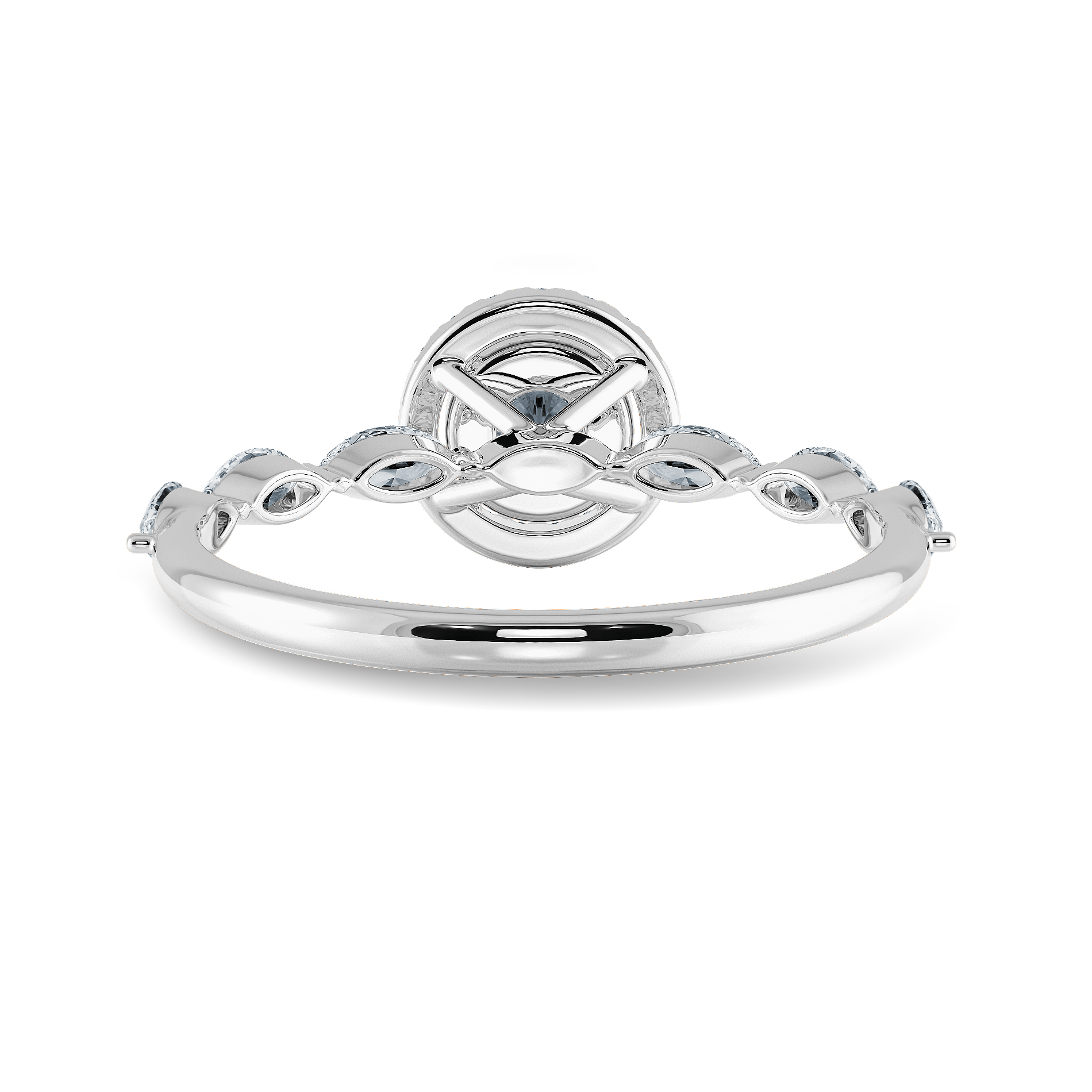 70-Pointer Solitaire Halo Diamond with Marquise Cut Diamond Accents Platinum Ring JL PT 1278-B