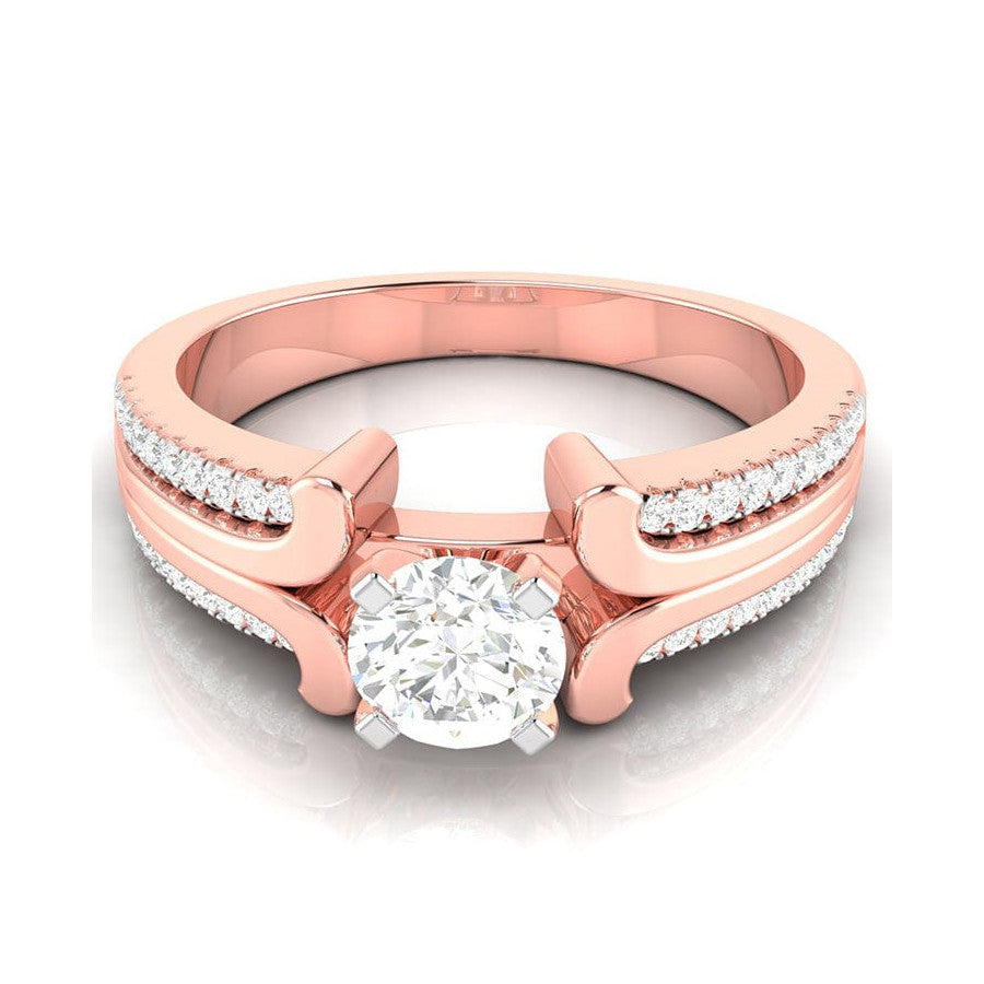 50-Pointer Solitaire with 2-Row Diamond Shank 18K Rose Gold Ring JL AU G 116R-A   Jewelove.US