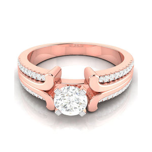 50-Pointer Solitaire with 2-Row Diamond Shank 18K Rose Gold Ring JL AU G 116R-A   Jewelove.US