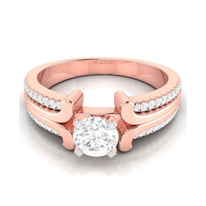 70-Pointer Lab Grown Solitaire with 2-Row Diamond Shank 18K Rose Gold Ring JL AU LG G-116R-B   Jewelove.US