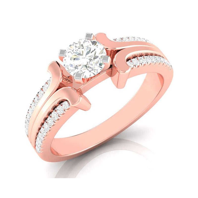 50-Pointer Solitaire with 2-Row Diamond Shank 18K Rose Gold Ring JL AU G 116R-A   Jewelove.US