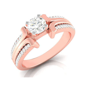2-Carat Lab Grown Solitaire with 2-Row Diamond Shank 18K Rose Gold Ring JL AU LG G-116R-E   Jewelove.US
