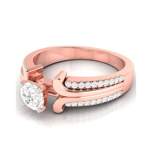 70-Pointer Lab Grown Solitaire with 2-Row Diamond Shank 18K Rose Gold Ring JL AU LG G-116R-B   Jewelove.US