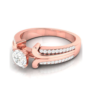 50-Pointer Solitaire with 2-Row Diamond Shank 18K Rose Gold Ring JL AU G 116R-A   Jewelove.US